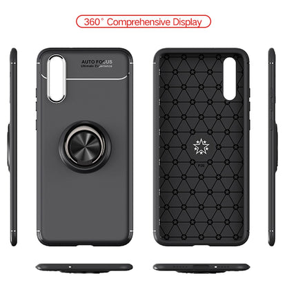 NALIA Ring Hülle kompatibel mit Huawei P20, Schutzhülle Cover magnetische Silikon Handyhülle für KFZ-Halterung 360-Grad Finger-Halter, Case Dünn Smartphone Ständer Slim Back Etui Bumper - Schwarz