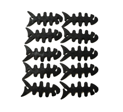 SYSTEM-S Set of 10 cable manager wrap cable winder fish shape silicone winder cable protector in black