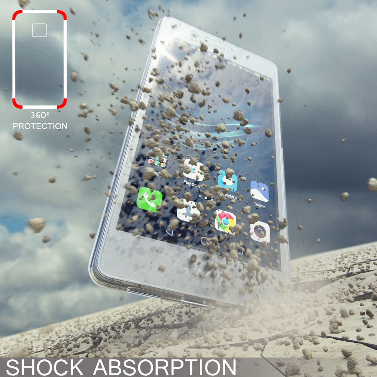 NALIA 360 Grad Handyhülle kompatibel mit Huawei P9 Lite 2016, Full Cover Vorne Hinten Rundum Doppel-Schutz Hülle Dünnes Ganzkörper Case Handy-Tasche Transparenter Displayschutz Rückseite - Gold