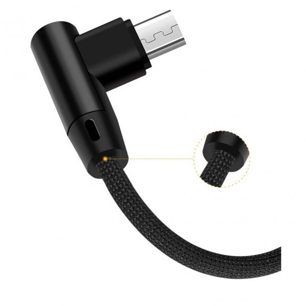 SYSTEM-S Micro USB Kabel 90° grad rechts gewinkelt Winkelstecker zu USB 2.0 Typ A 90° Grad rechts gewinkelt Datenkabel Ladekabel 20 cm in Schwarz - DREIKS