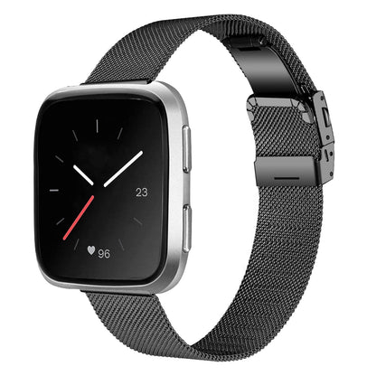 SYSTEM-S Milanese Metal Bracelet for Fitbit Versa 2 1 Lite Smartwatch in Black