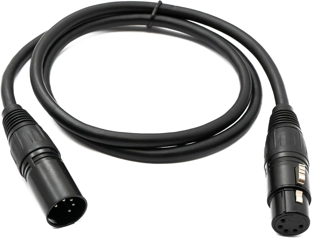 Audio XLR Kabel 50 cm 5 polig Buchse zu Stecker Adapter in Schwarz | System-S