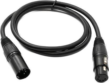 Audio XLR Kabel 50 cm 5 polig Buchse zu Stecker Adapter in Schwarz | System-S