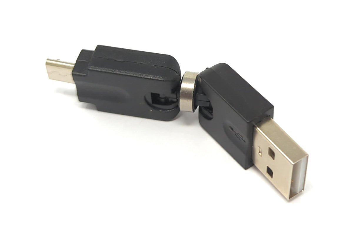 SYSTEM-S USB 2.0 adapter Micro B male to Type A female 360° angle cable in black