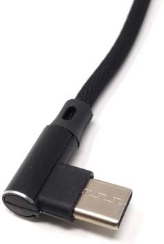 USB Typ C 3.1 Nylon Kabel auf umkehrbarer USB Schnittstelle Typ A 2.0 90° Grad gewinkelt in Schwarz 97 cm | System-S
