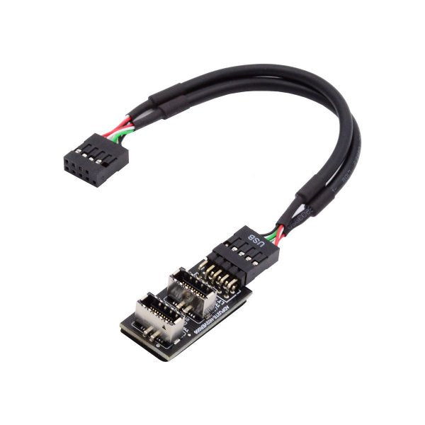 SYSTEM-S Front Panel Adapter 18 cm 2x USB 3.1 Type E female to 2.0 9 pin &amp; 10 pin cable