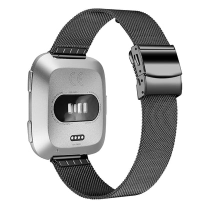 SYSTEM-S Milanese Metal Bracelet for Fitbit Versa 2 1 Lite Smartwatch in Black