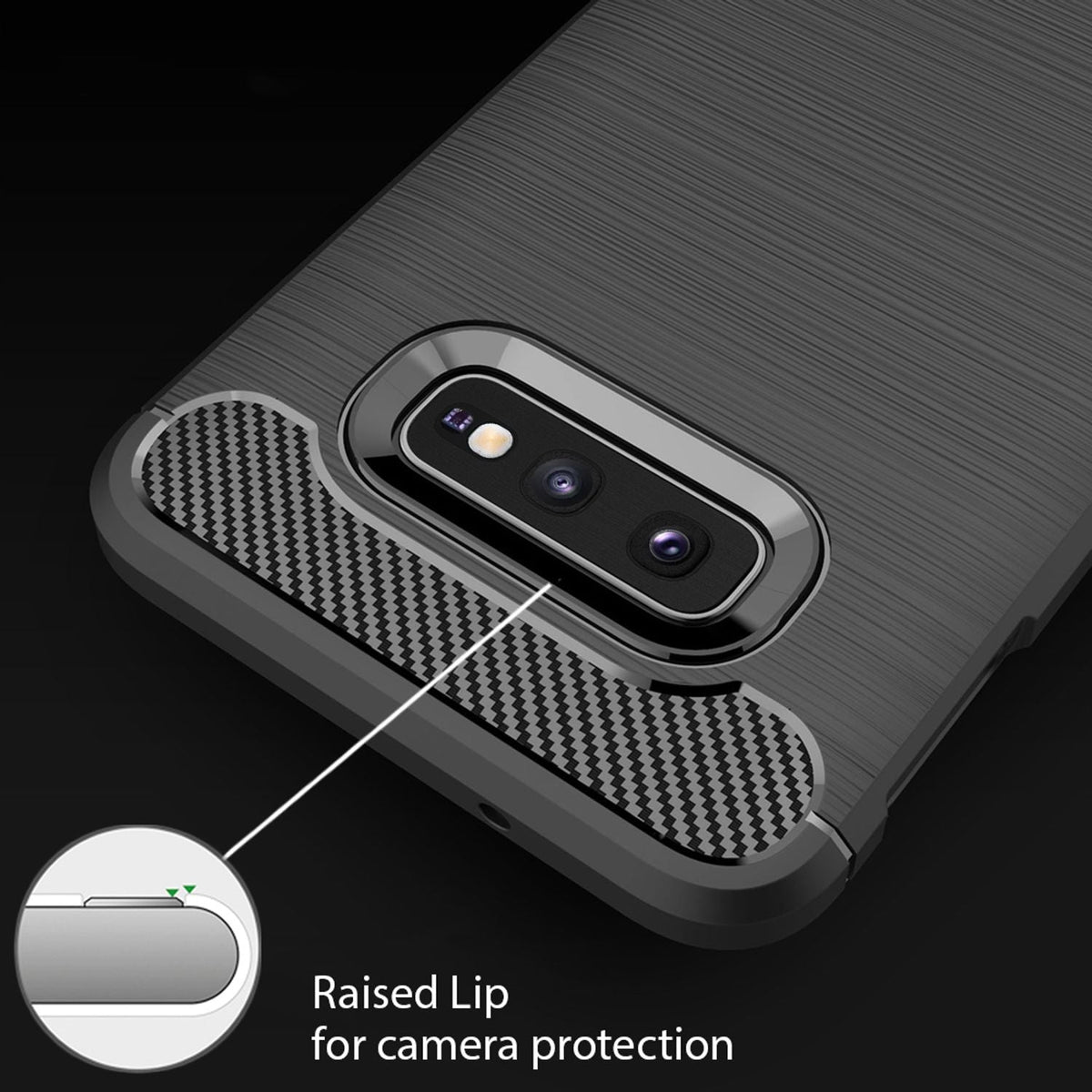 NALIA Silikonhülle für Samsung Galaxy S10e – Rutschfest & Matt – VORTEX (Gebürstete Optik & Carbon Design) – Marke aus Berlin