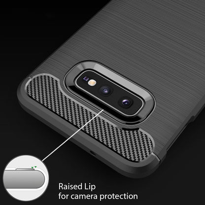 NALIA Silikonhülle für Samsung Galaxy S10e – Rutschfest & Matt – VORTEX (Gebürstete Optik & Carbon Design) – Marke aus Berlin
