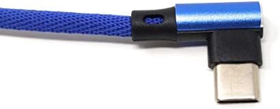 USB Typ C 3.1 Nylon Kabel auf umkehrbarer USB Schnittstelle Typ A 2.0 90° Grad gewinkelt in Blau 97 cm | System-S