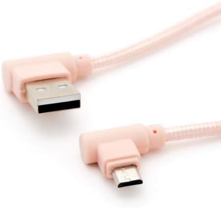 SYSTEM-S Micro USB Kabel 90° grad rechts gewinkelt  zu USB 2.0 Typ A 90° Grad rechts gewinkelt 20 cm in Rose - DREIKS