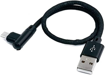SYSTEM-S Micro USB Kabel 90° grad rechts gewinkelt Winkelstecker zu USB 2.0 Typ A 90° Grad rechts gewinkelt Datenkabel Ladekabel 20 cm in Schwarz - DREIKS