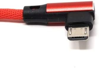 SYSTEM-S Micro USB Kabel links gewinkelt auf  umkehrbarer USB Schnittstelle Typ A 2.0 in Rot 98 cm - DREIKS