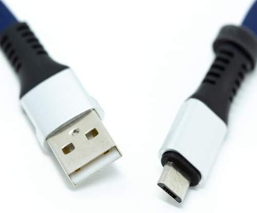 USB A Stecker zu Micro USB Stecker Kabel Flachkabel 32 cm in Blau | System-S