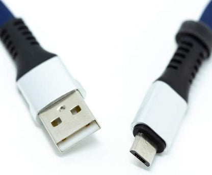 USB A Stecker zu Micro USB Stecker Kabel Flachkabel 32 cm in Blau | System-S