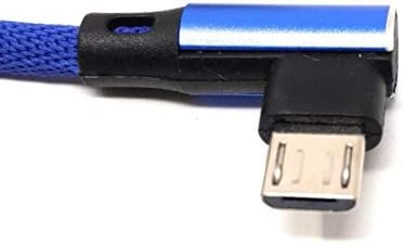SYSTEM-S Micro Nylon USB Kabel links gewinkelt auf umkehrbarer USB Schnittstelle Typ A 2.0 in Blau 98 cm - DREIKS