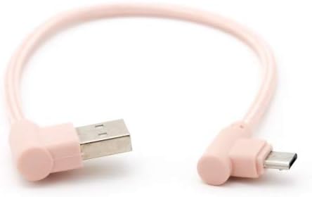 SYSTEM-S Micro USB Kabel 90° grad rechts gewinkelt  zu USB 2.0 Typ A 90° Grad rechts gewinkelt 20 cm in Rose - DREIKS