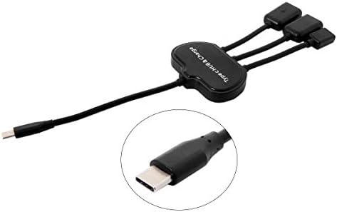System-S USB 3.1 Type C male zu 2 x USB Typ A und 1x USB Typ C female Hub Adapter Kabel schwarz - DREIKS