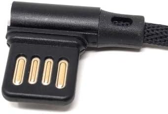 USB Typ C 3.1 Nylon Kabel auf umkehrbarer USB Schnittstelle Typ A 2.0 90° Grad gewinkelt in Schwarz 97 cm | System-S