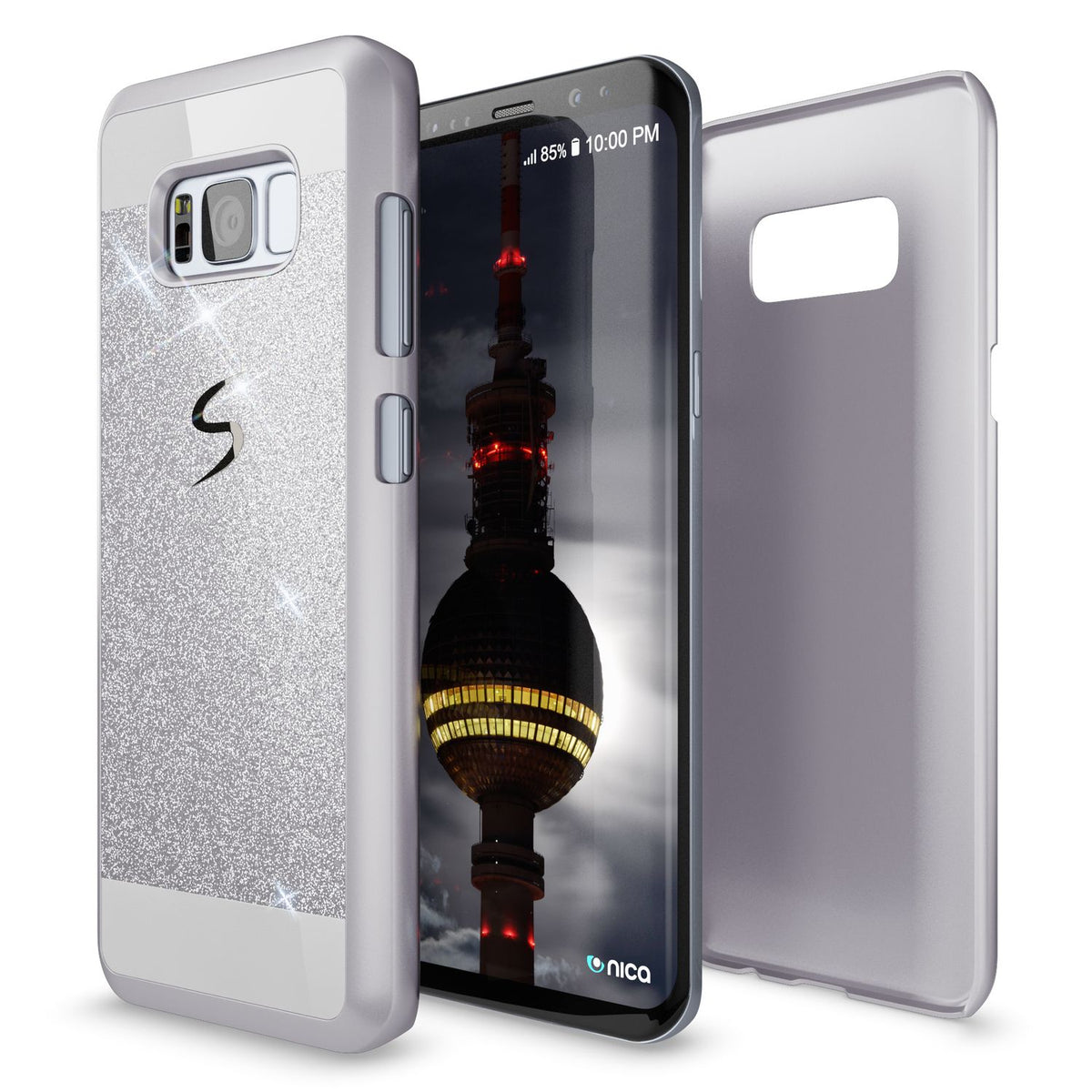 NALIA Handyhülle kompatibel mit Samsung Galaxy S8 Plus, Glitzer Slim Hard-Case Back-Cover Schutz-Hülle, Handy-Tasche im Glitter Sparkle Design, Dünnes Bling Etui Smart-Phone Skin