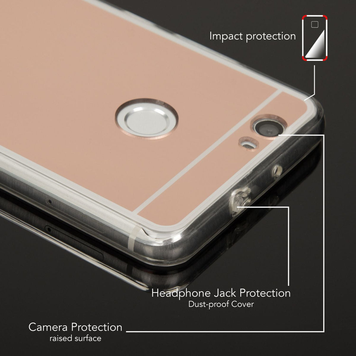 NALIA Spiegel Hülle kompatibel mit Huawei Nova, Ultra-Slim Mirror Case Cover Silikon Schutzhülle, Dünne Handyhülle Backcover verspiegelt, Handy-Tasche Bumper Skin Smart-Phone Etui