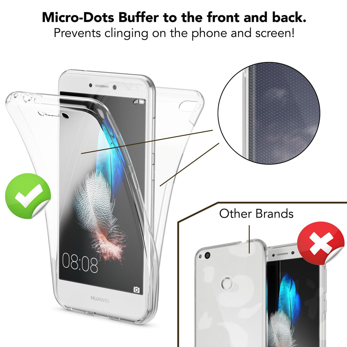 NALIA 360 Grad Hülle kompatibel mit Huawei P8 Lite 2017, Full Cover Rundum Doppel-Schutz Handyhülle, Dünnes Ganzkörper Silikon Case, Transparente Schutzhülle Vorne & Hinten Schale