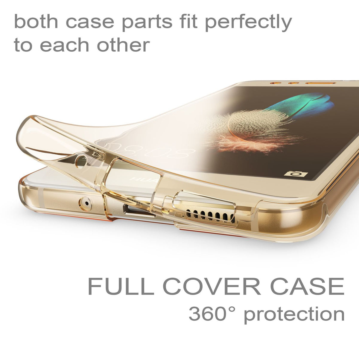 NALIA 360 Grad Hülle kompatibel mit Huawei P10 Lite, Full Cover Vorne Hinten Rundum Schutzhülle, Dünnes Ganzkörper Silikon Case Transparent Handyhülle Display Rückseite Etui