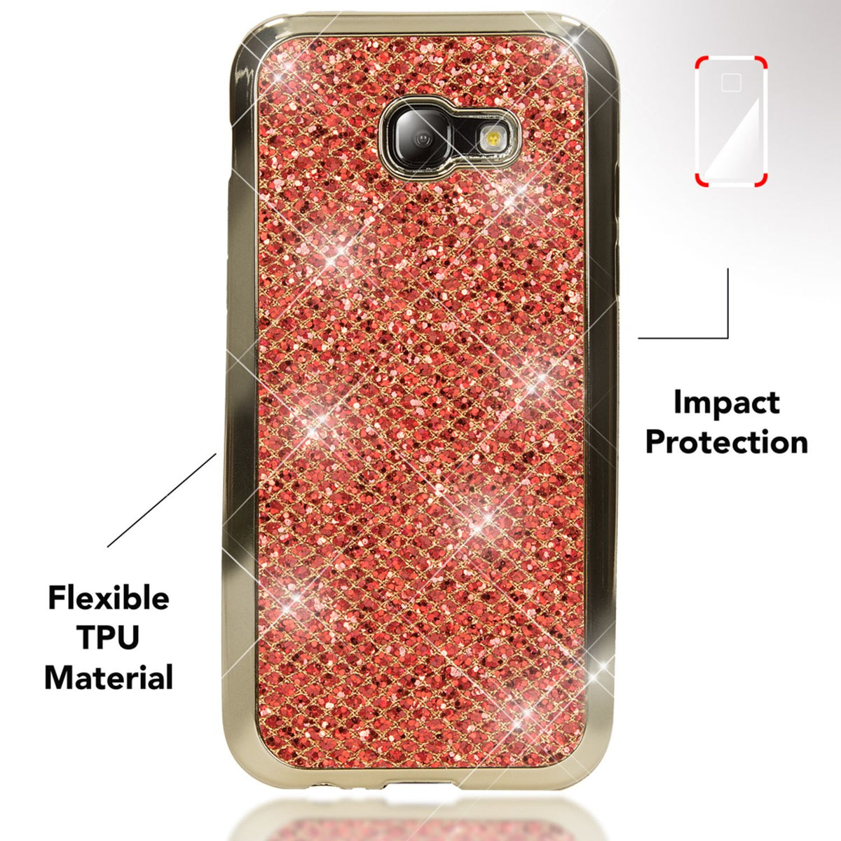 NALIA Handyhülle kompatibel mit Samsung Galaxy A5 2017, Glitzer Slim Silikon-Case Back-Cover Schutzhülle, Glitter Sparkle Handy-Tasche Bumper, Dünne Bling Strass Smart-Phone Hülle