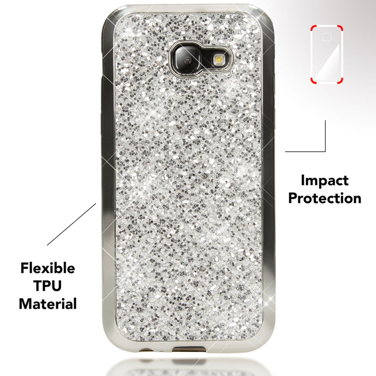 NALIA Handyhülle kompatibel mit Samsung Galaxy A5 2017, Glitzer Slim Silikon-Case Back-Cover Schutzhülle, Glitter Sparkle Handy-Tasche Bumper, Dünne Bling Strass Smart-Phone Hülle