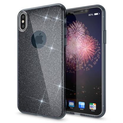 NALIA Glitzerhülle für iPhone X / XS – Funkelnder Glitzer-Look & Grip – SHINEPOP (Silikon Case) – Marke aus Berlin