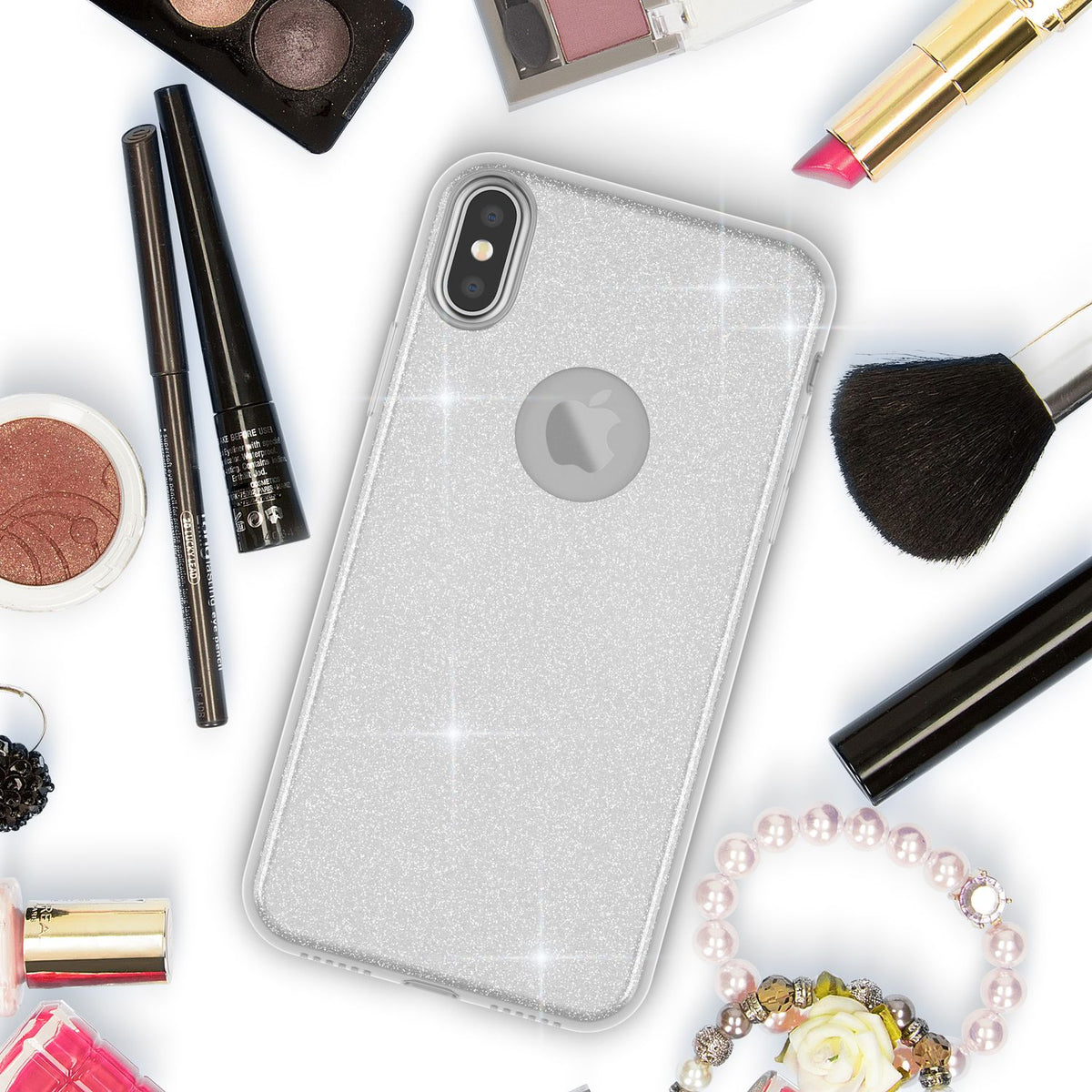 NALIA Glitzerhülle für iPhone X / XS – Funkelnder Glitzer-Look & Grip – SHINEPOP (Silikon Case) – Marke aus Berlin