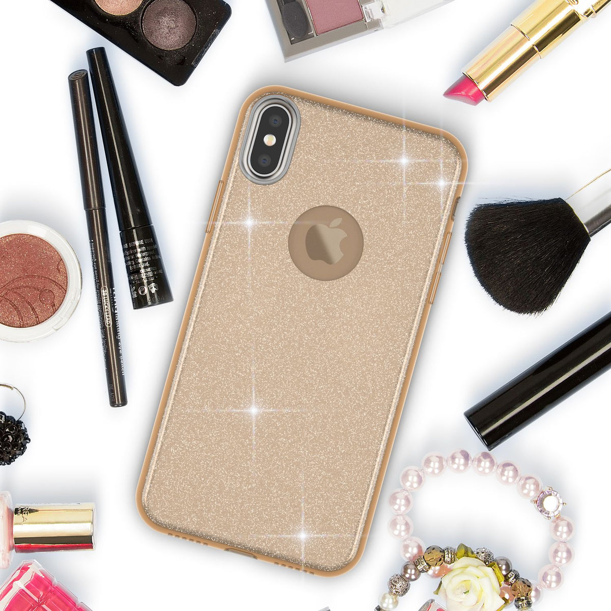 NALIA Glitzerhülle für iPhone X / XS – Funkelnder Glitzer-Look & Grip – SHINEPOP (Silikon Case) – Marke aus Berlin