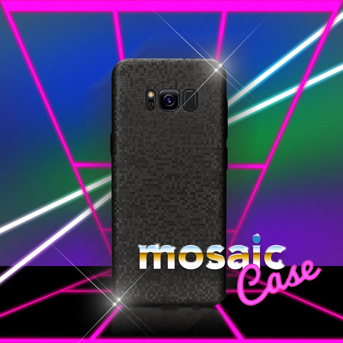 NALIA Handyhülle kompatibel mit Samsung Galaxy S8, Mosaik Ultra-Slim Hardcase Backcover Schutzhülle, Handy-Tasche Hülle Cover Case im Metall-Look Dünnes Bumper Karo Etui Skin