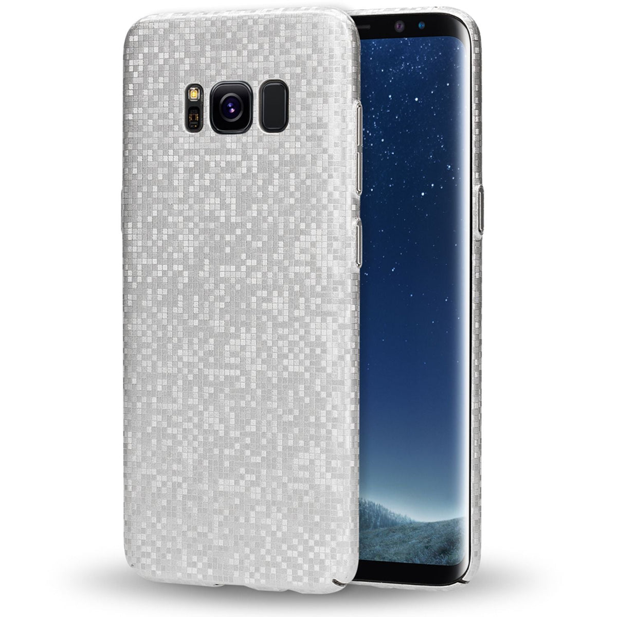 NALIA Handyhülle kompatibel mit Samsung Galaxy S8, Mosaik Ultra-Slim Hardcase Backcover Schutzhülle, Handy-Tasche Hülle Cover Case im Metall-Look Dünnes Bumper Karo Etui Skin