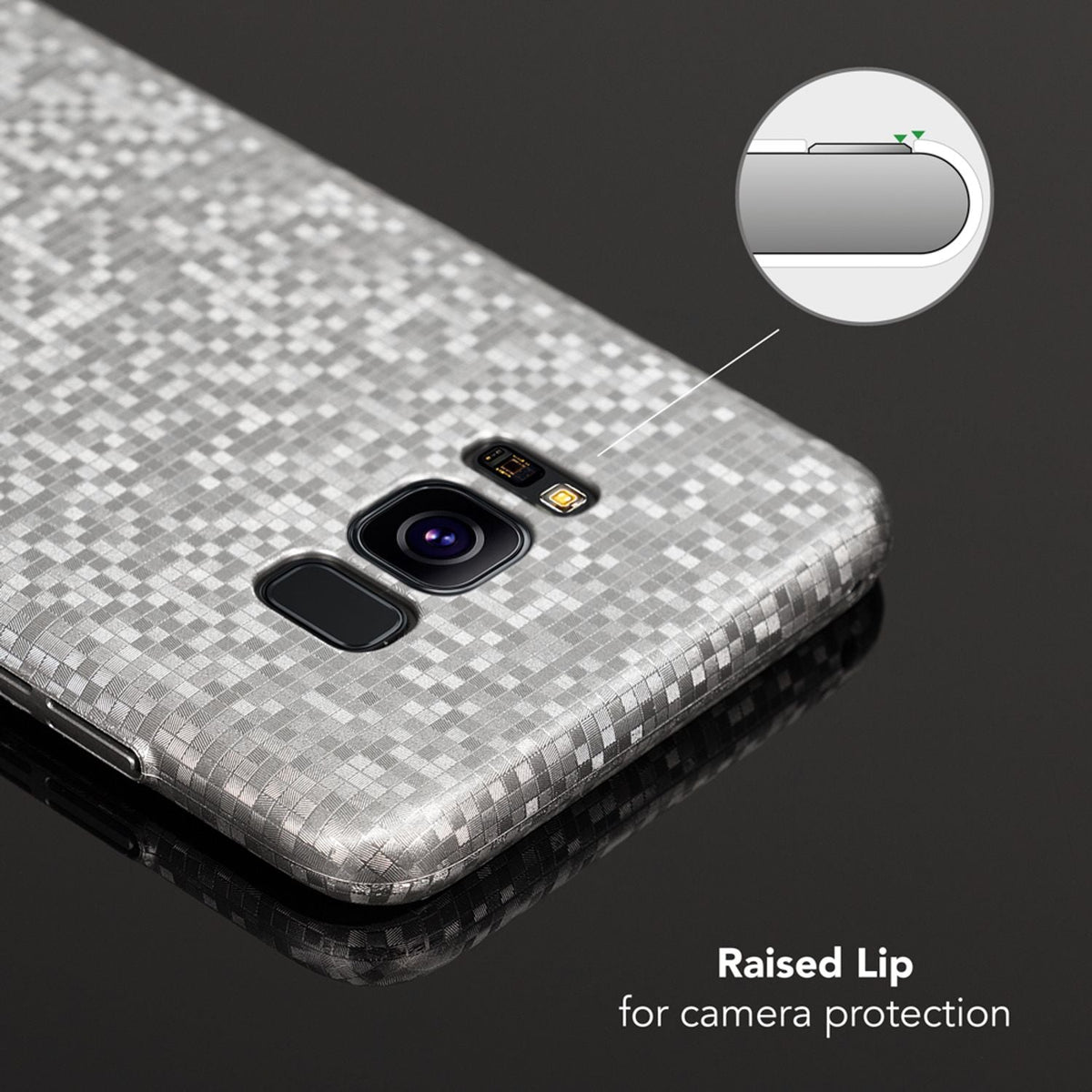 NALIA Handyhülle kompatibel mit Samsung Galaxy S8, Mosaik Ultra-Slim Hardcase Backcover Schutzhülle, Handy-Tasche Hülle Cover Case im Metall-Look Dünnes Bumper Karo Etui Skin