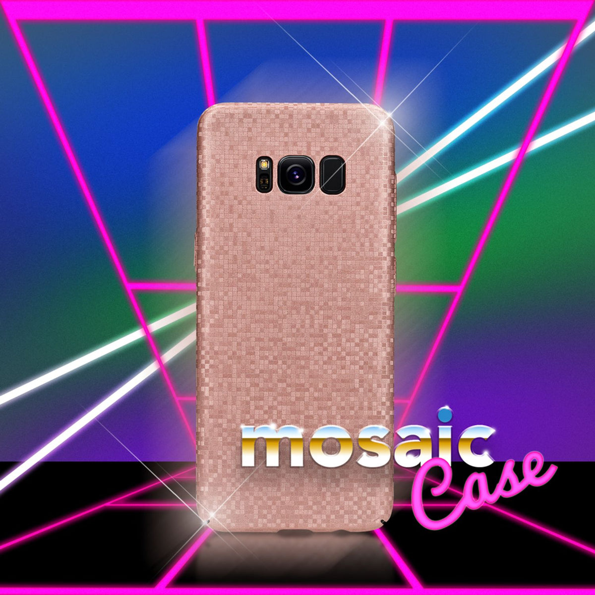 NALIA Handyhülle kompatibel mit Samsung Galaxy S8, Mosaik Ultra-Slim Hardcase Backcover Schutzhülle, Handy-Tasche Hülle Cover Case im Metall-Look Dünnes Bumper Karo Etui Skin