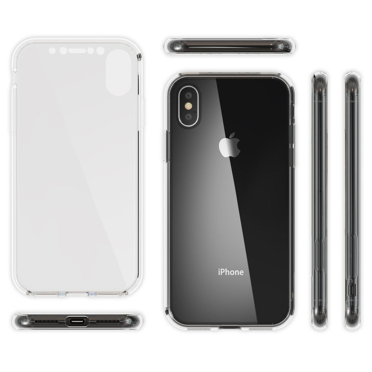 NALIA 360 Grad Handyhülle kompatibel mit Apple iPhone X XS, Full-Cover vorne hinten Hülle Doppel-Schutz, Dünn Ganzkörper Case Silikon Etui Handytasche Displayschutz Rückseite