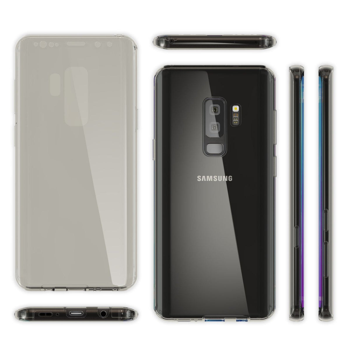 NALIA 360 Grad Handyhülle kompatibel mit Samsung Galaxy S9 Plus, Full Cover vorne hinten Doppel-Schutz Dünnes Ganzkörper Case Silikon Etui, Transparenter Displayschutz & Rückseite