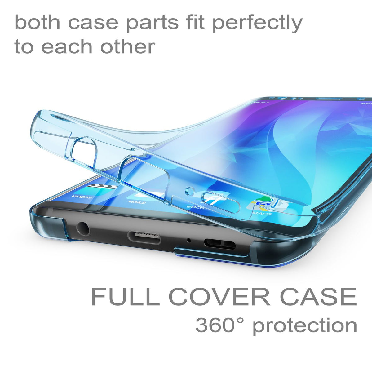 NALIA 360 Grad Handyhülle kompatibel mit Samsung Galaxy S9 Plus, Full Cover vorne hinten Doppel-Schutz Dünnes Ganzkörper Case Silikon Etui, Transparenter Displayschutz & Rückseite