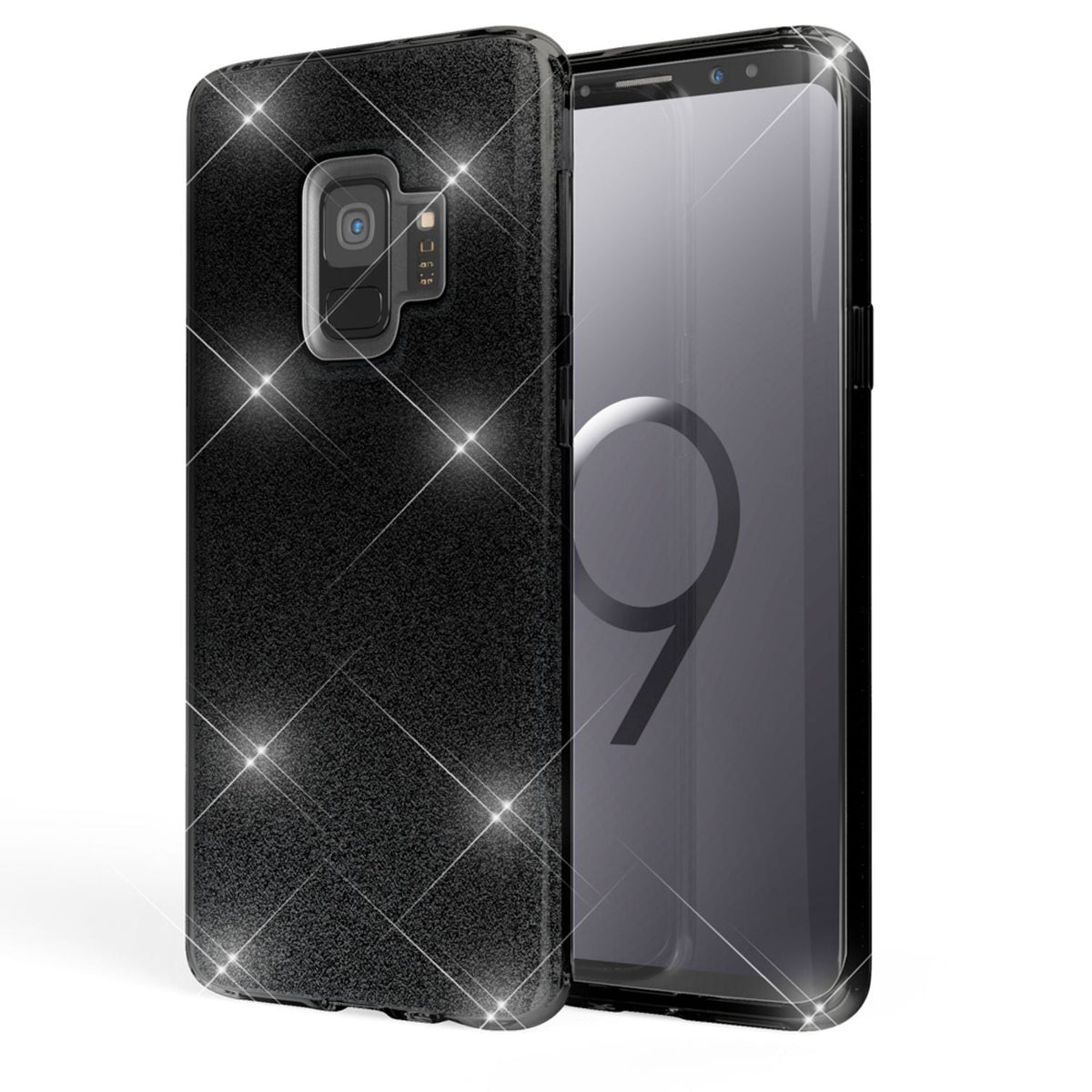 NALIA Glitzerhülle für Samsung Galaxy S9 – Funkelnder Glitzer-Look & Grip – SHINEPOP (Silikon Case) – Marke aus Berlin
