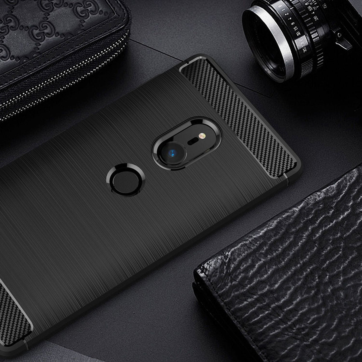NALIA Handyhülle kompatibel mit Sony Xperia XZ2, Ultra Slim Silikon Case Cover, Dünne Crystal Phone Schutzhülle, Etui Handy-Tasche Back-Cover Bumper, Smartphone TPU Gummihülle  - Schwarz