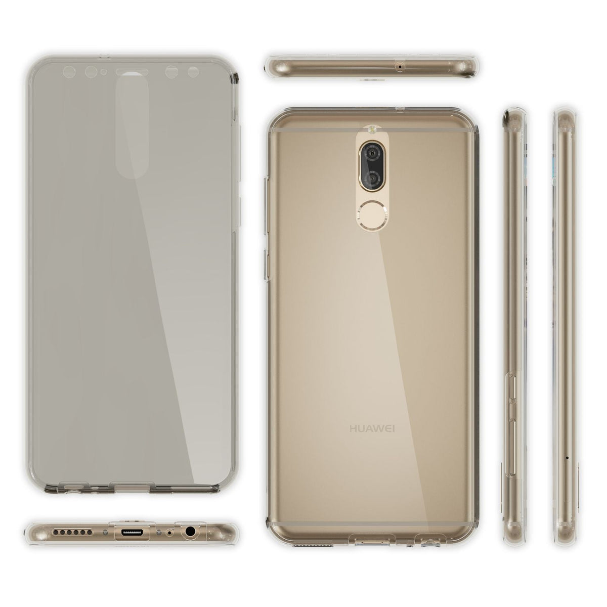 NALIA 360 Grad Handyhülle kompatibel mit Huawei Mate 10 Lite, Full Cover vorne hinten Doppel-Schutz, Dünn Ganzkörper Case Silikon Handytasche Transparenter Displayschutz Rückseite