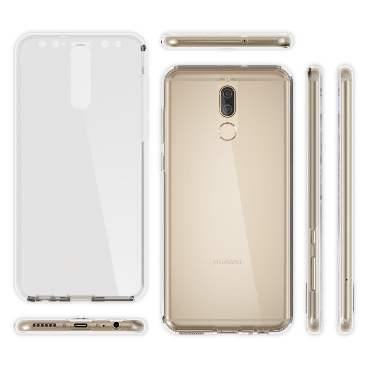 NALIA 360 Grad Handyhülle kompatibel mit Huawei Mate 10 Lite, Full Cover vorne hinten Doppel-Schutz, Dünn Ganzkörper Case Silikon Handytasche Transparenter Displayschutz Rückseite