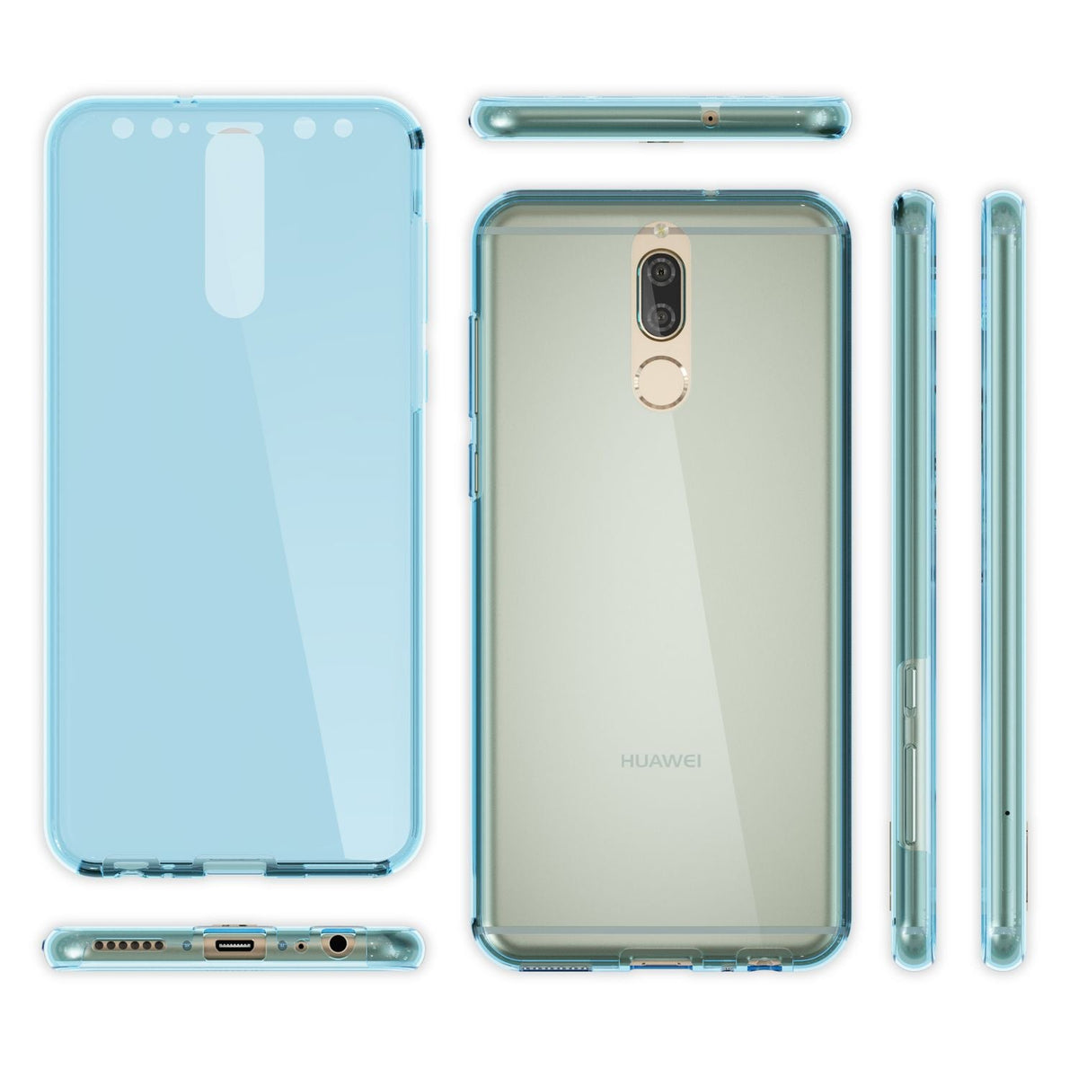 NALIA 360 Grad Handyhülle kompatibel mit Huawei Mate 10 Lite, Full Cover vorne hinten Doppel-Schutz, Dünn Ganzkörper Case Silikon Handytasche Transparenter Displayschutz Rückseite