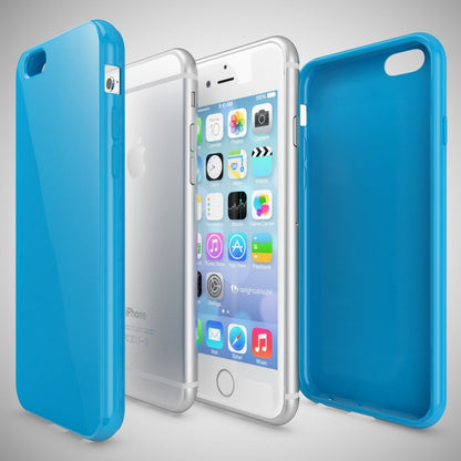 NALIA Handyhülle kompatibel mit iPhone 6 6S, Ultra-Slim TPU Silikon Jelly Case, Dünnes Cover Gummi Schutz-Hülle Skin, Etui Handy-Tasche Telefon-Schale Thin-Fit Back-Cover Smart-Phone Bumper - Blau