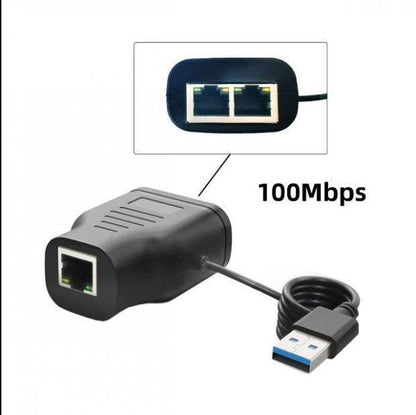 SYSTEM-S LAN Y Adapter 2x RJ45 female to female Ethernet Splitter USB 3.0 cable Black