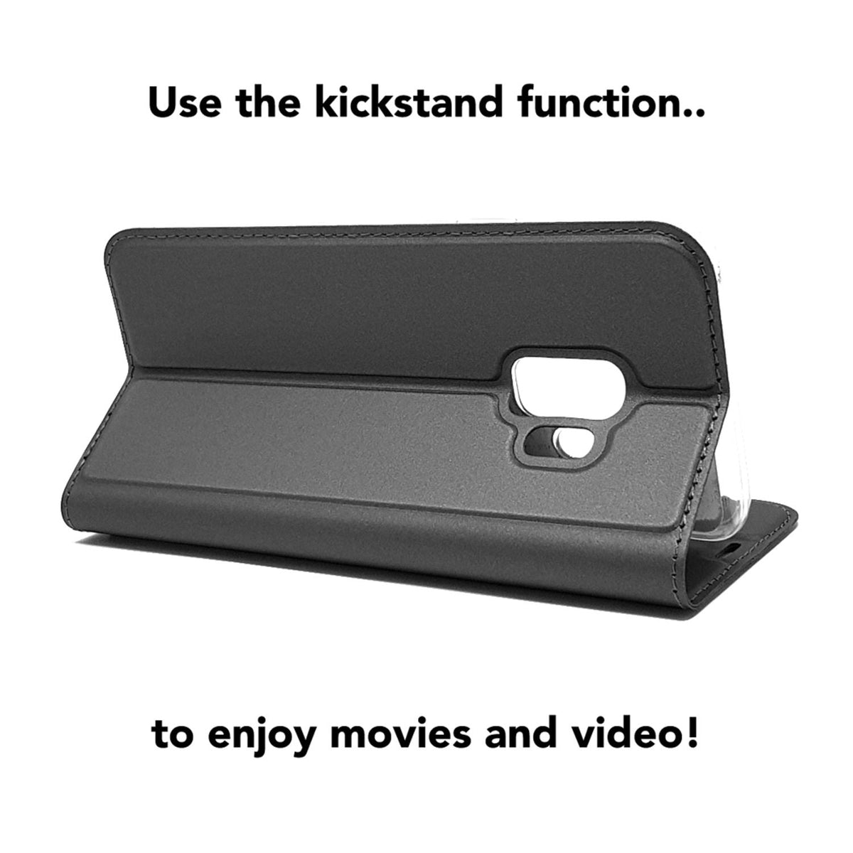 NALIA Handyhülle kompatibel mit Samsung Galaxy S9, Slim Kickstand Handyhülle Flip-Case Kunstleder Cover mit Magnet Etui Ganzkörper Schutz Dünne Rundum Handy-Tasche Etui
