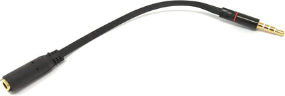 Audio Kabel 15 cm Stereo AUX Klinke 3,5 mm Stecker zu Buchse flach in Schwarz | System-S
