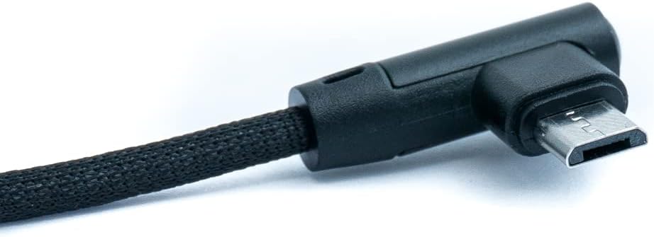 SYSTEM-S Micro USB Kabel 90° grad rechts gewinkelt Winkelstecker zu USB 2.0 Typ A 90° Grad rechts gewinkelt Datenkabel Ladekabel 20 cm in Schwarz - DREIKS