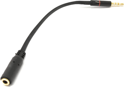 Audio Kabel 15 cm Stereo AUX Klinke 3,5 mm Stecker zu Buchse flach in Schwarz | System-S